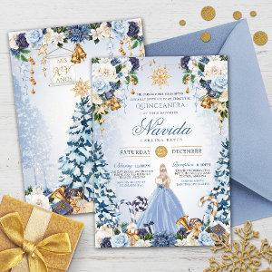 Winter Wonderland Quinceañera Snowy Blue Floral