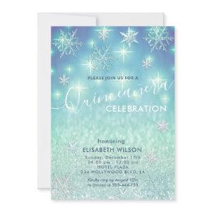 Winter wonderland snowflakes glitter Quinceañera