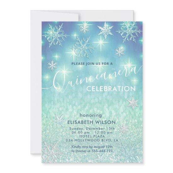 Winter wonderland snowflakes glitter Quinceañera