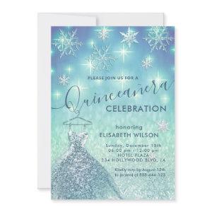 Winter wonderland snowflakes glitter Quinceañera