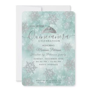 Winter wonderland teal bokeh tiara Quinceañera