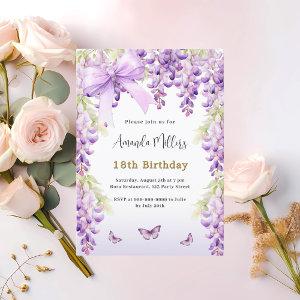 Wisteria purple florals butterfly bow birthday