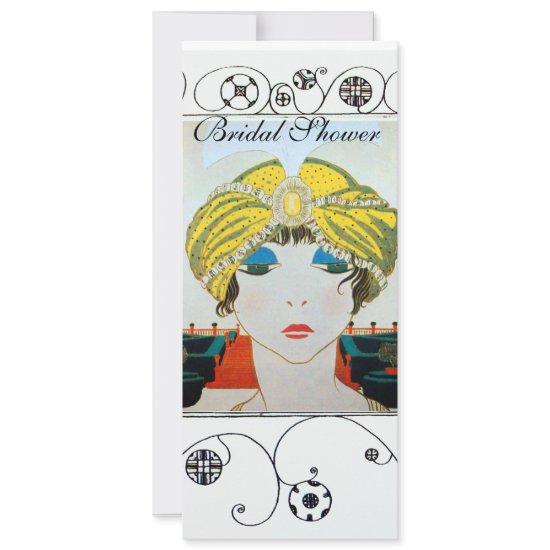WOMAN WITH ORIENTAL YELLOW TURBAN BRIDAL SHOWER