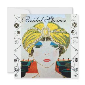WOMAN WITH ORIENTAL YELLOW TURBAN BRIDAL SHOWER
