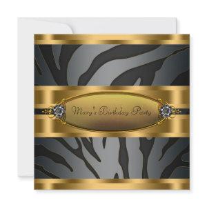Womans Black Gold Zebra Birthday Party