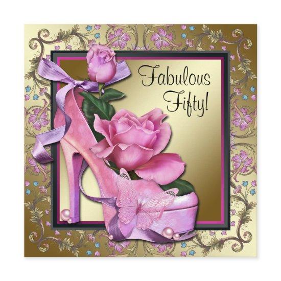 Womans Black Pink Gold 50th Birthday Party