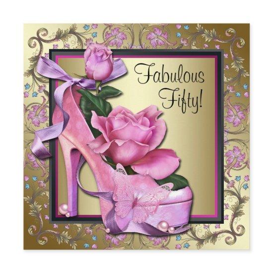 Womans Black Pink Gold 50th Birthday Party