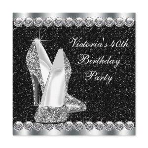 Womans Elegant Black 40th Birthday Party