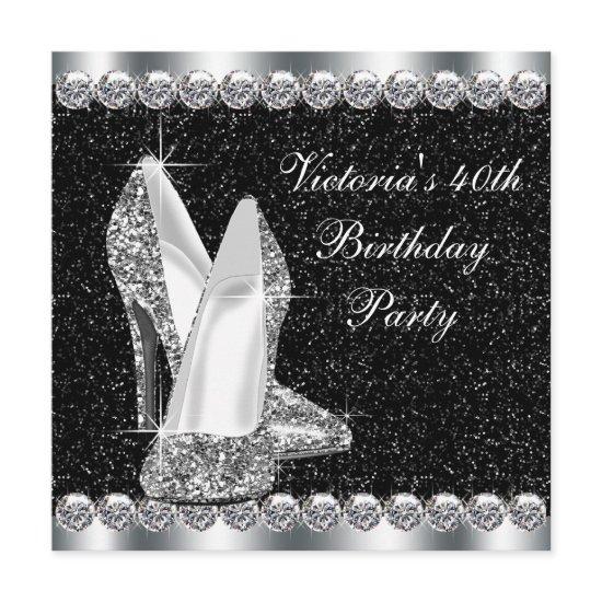 Womans Elegant Black 40th Birthday Party
