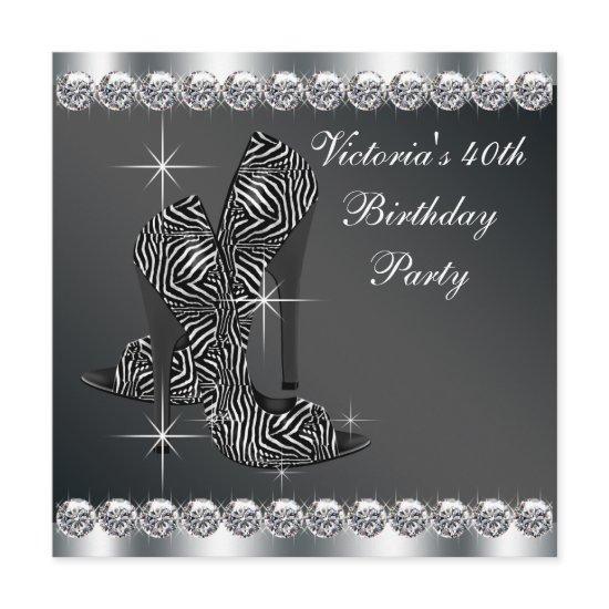 Womans Elegant Black 40th Birthday Party