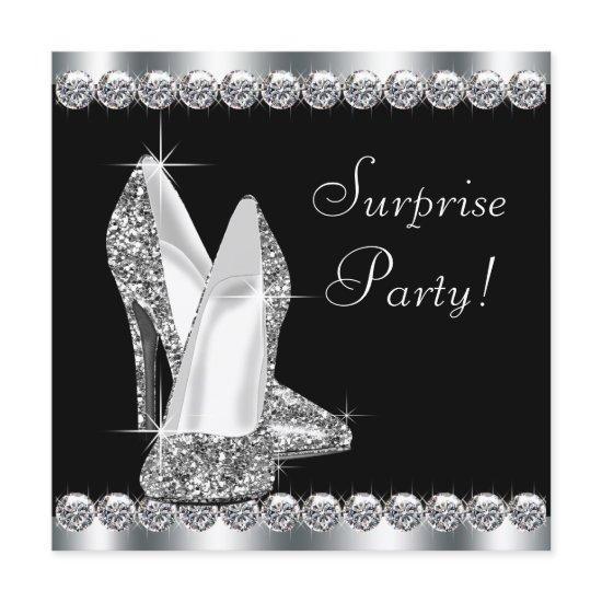 Womans Elegant Black Surprise Birthday Party
