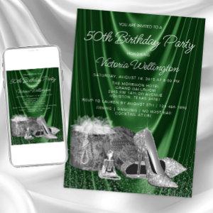 Womans Green Silver Shoe Any Number Birthday