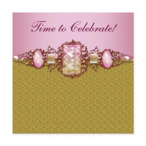 Womans Pink Gold Birthday Party