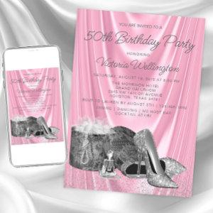 Womans Pink Silver Shoe Any Number Birthday