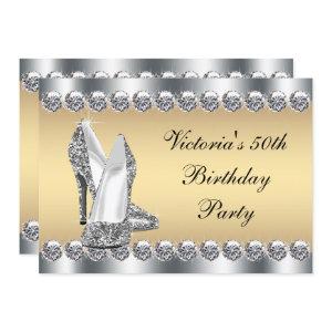 Womans Silver Gold Diamond Bling Birthday Party