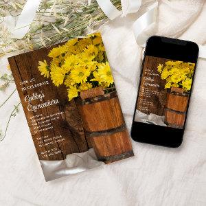 Wood Bucket and Yellow Daisies Quinceañera Party