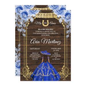 Wood Charro - Navy Roses Princess Mis Quince