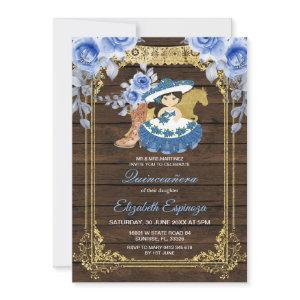 Wood Mexican Quinceanera Blue Roses Flowers