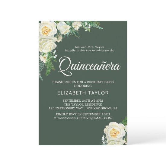 Woodland Greenery Hunter Green Quinceañera