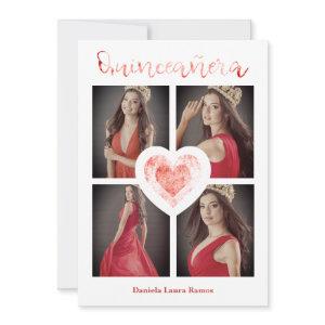XV Años Español Photo Moderna Corazón Rojo Textura