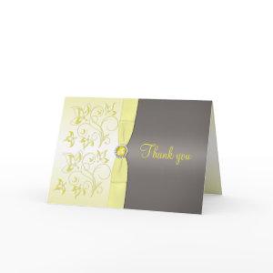 Yellow and Gray Floral Thank You Card
