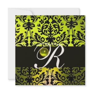 YELLOW BLACK DAMASK MONOGRAM TOPAZ Champagne