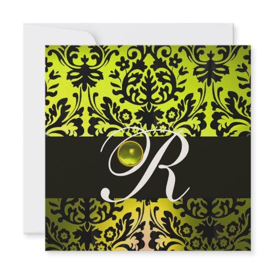 YELLOW BLACK DAMASK MONOGRAM TOPAZ Champagne