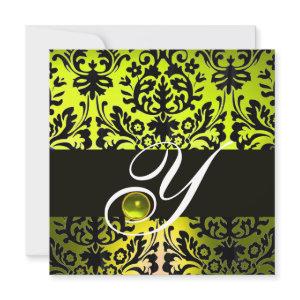 YELLOW BLACK DAMASK MONOGRAM TOPAZ