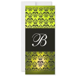 YELLOW  BLACK  DAMASK MONOGRAM ,white