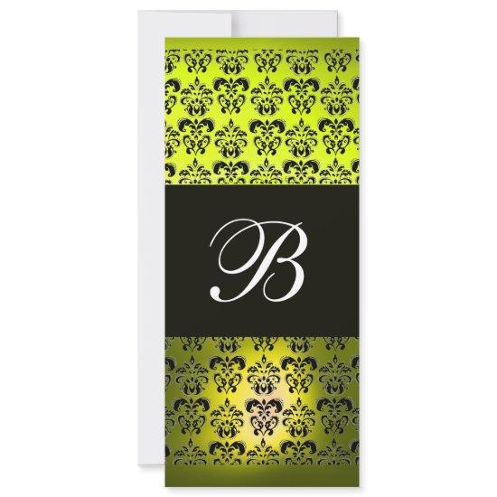 YELLOW  BLACK  DAMASK MONOGRAM ,white