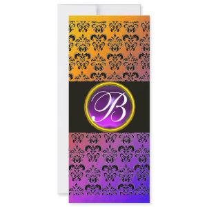 YELLOW BLACK PURPLE DAMASK AMETHYST MONOGRAM