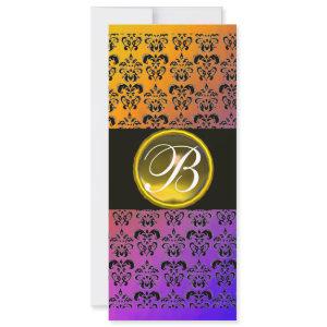 YELLOW BLACK PURPLE DAMASK TOPAZ MONOGRAM