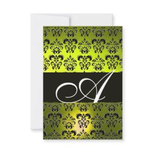 YELLOW  BLACK  WHITE DAMASK MONOGRAM