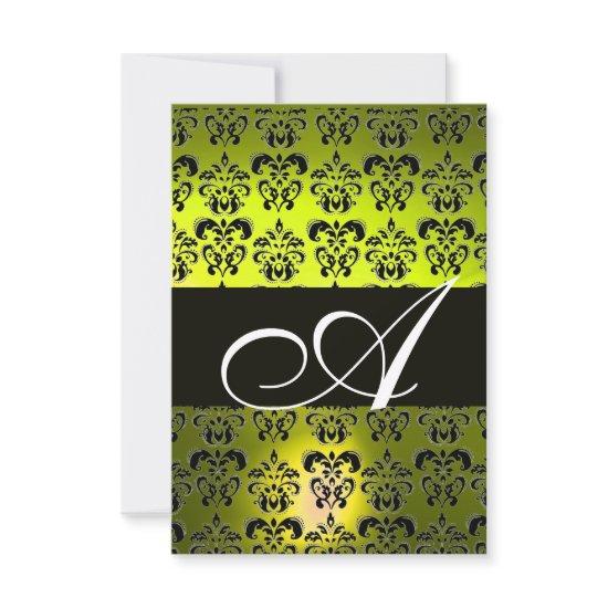 YELLOW  BLACK  WHITE DAMASK MONOGRAM