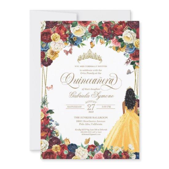 Yellow Butterfly Garden Elegant Floral Quinceanera