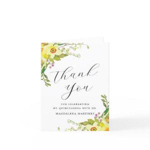 Yellow Daffodil Flower Quinceanera Thank You