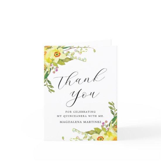 Yellow Daffodil Flower Quinceanera Thank You