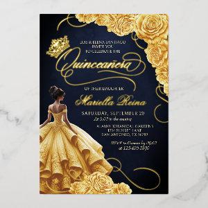 Yellow Floral Dress Quinceañera Foil