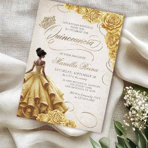 Yellow Floral Dress Quinceañera
