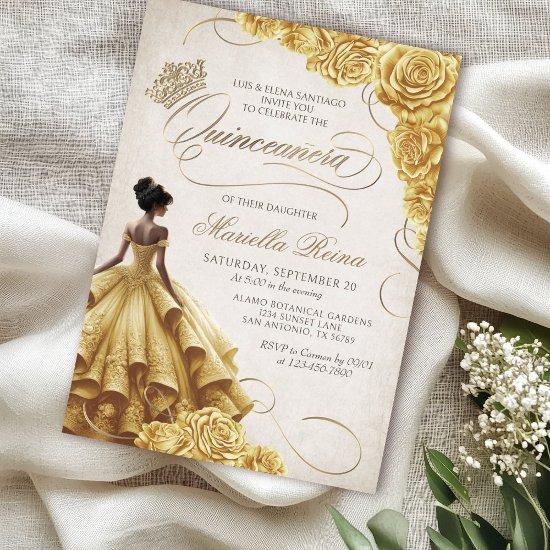 Yellow Floral Dress Quinceañera