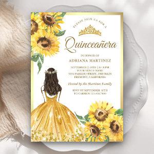 Yellow Floral Dress Sunflowers Gold Quinceanera