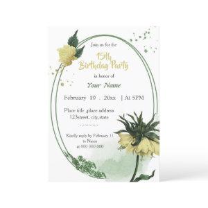 yellow flowers green geometric birthday