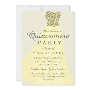 Yellow Gold Sparkling Glitter Gown Quinceanera