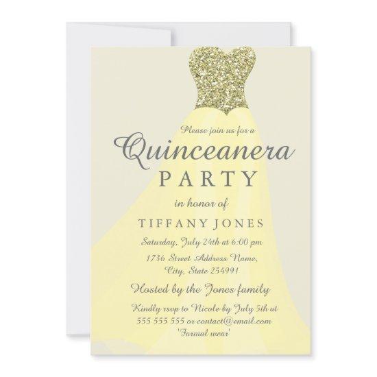 Yellow Gold Sparkling Glitter Gown Quinceanera