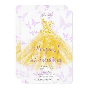 Yellow & Lilac Butterfly Dance Dress Quinceañera