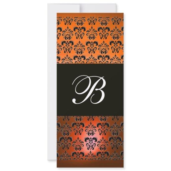 YELLOW ORANGE BLACK  DAMASK MONOGRAM ,white