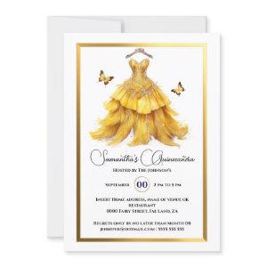 Yellow Quinceañera ballgown gold butterfly elegant