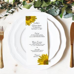 Yellow Sunflower Quinceañera Menu