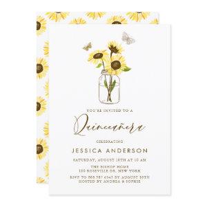 Yellow Sunflowers in a Mason Jar Quinceañera