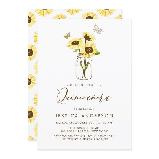 Yellow Sunflowers in a Mason Jar Quinceañera